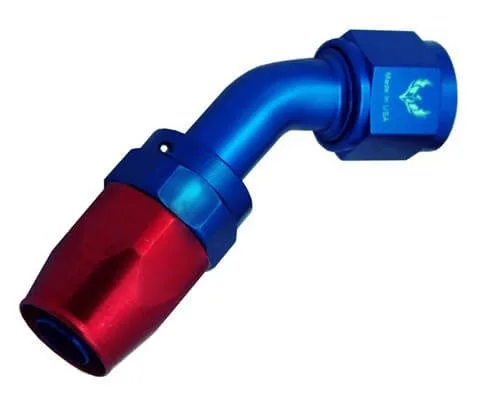 AN -6 Swivel Hose End 45 Degree – Blue/Red J645-2
