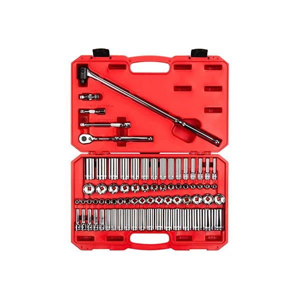 TEKTON – 3/8 Inch Drive 6-Point Socket And Ratchet Set With Case 73-Piece (1/4-1 In. 6-24 Mm) SKT15311