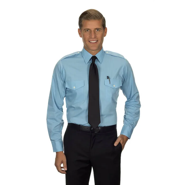 V5000-400 → Somma Aero Aviator Pilot Shirt Men Blue Long Sleeve 16.5 30/31